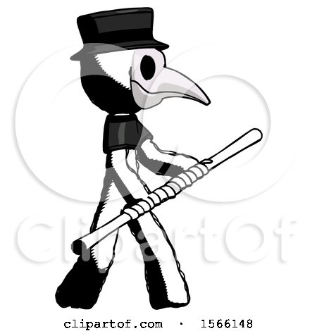 Ink Plague Doctor Man Holding Bo Staff in Sideways Defense Pose by Leo Blanchette