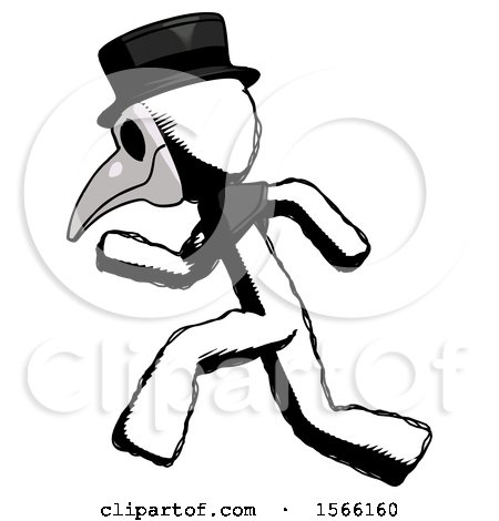 Ink Plague Doctor Man Running Fast Left by Leo Blanchette