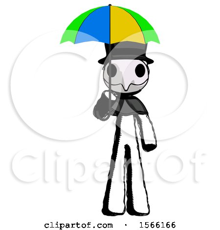 Ink Plague Doctor Man Holding Umbrella Rainbow Colored by Leo Blanchette