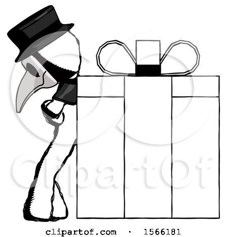 Ink Plague Doctor Man Gift Concept - Leaning Against Large Present by Leo Blanchette