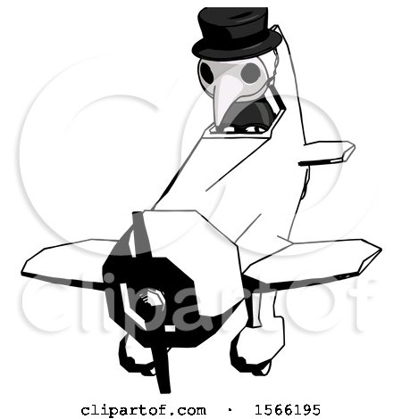 Ink Plague Doctor Man in Geebee Stunt Plane Descending Front Angle View by Leo Blanchette
