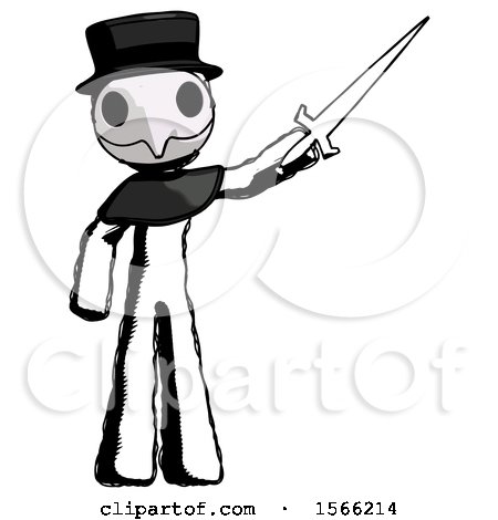 Ink Plague Doctor Man Holding Sword in the Air Victoriously by Leo Blanchette
