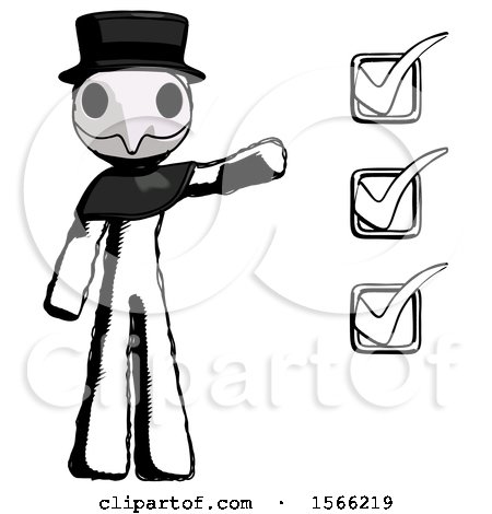 Ink Plague Doctor Man Standing by List of Checkmarks by Leo Blanchette