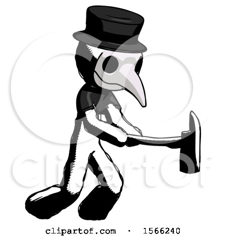 Ink Plague Doctor Man with Ax Hitting, Striking, or Chopping by Leo Blanchette