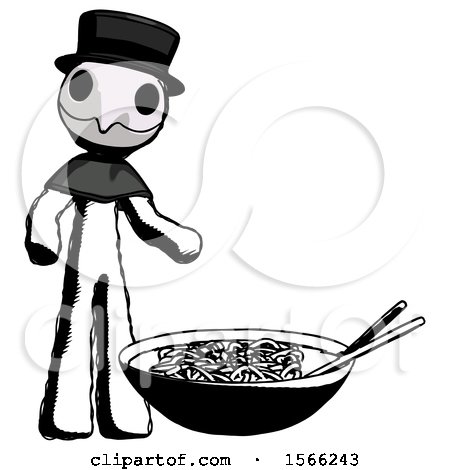 Ink Plague Doctor Man and Noodle Bowl, Giant Soup Restaraunt Concept by Leo Blanchette