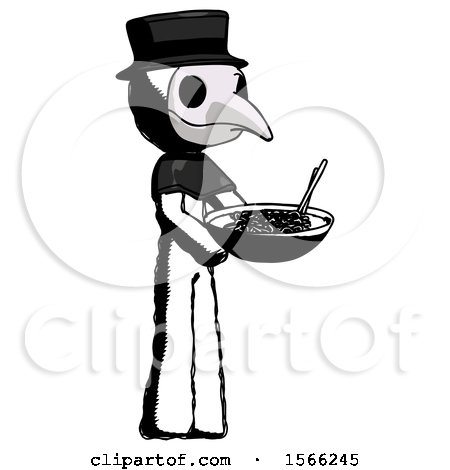 Ink Plague Doctor Man Holding Noodles Offering to Viewer by Leo Blanchette