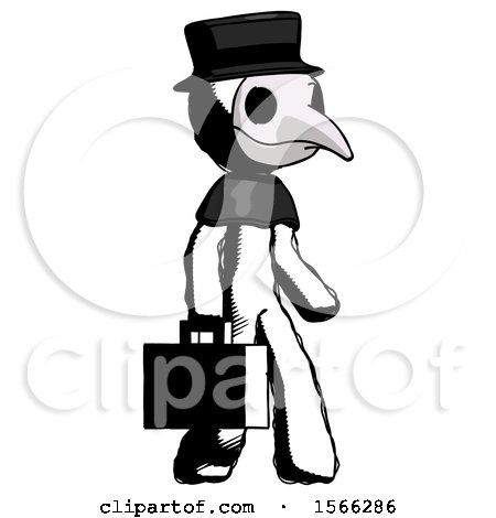 Ink Plague Doctor Man Walking with Briefcase to the Right by Leo Blanchette
