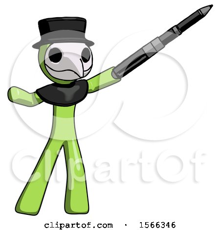Green Plague Doctor Man Demonstrating That Indeed the Pen Is Mightier by Leo Blanchette