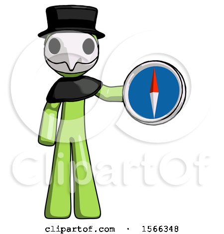 Green Plague Doctor Man Holding a Large Compass by Leo Blanchette