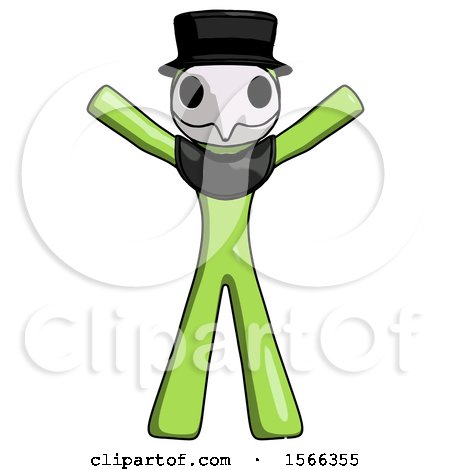 Green Plague Doctor Man Surprise Pose, Arms and Legs out by Leo Blanchette