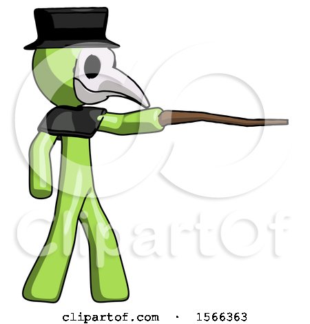 Green Plague Doctor Man Pointing with Hiking Stick by Leo Blanchette