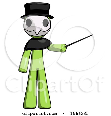Green Plague Doctor Man Teacher or Conductor with Stick or Baton Directing by Leo Blanchette