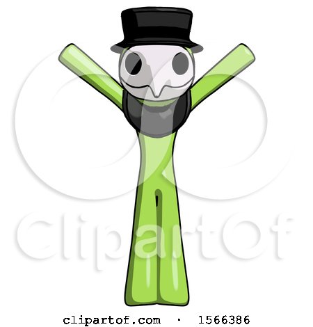 Green Plague Doctor Man with Arms out Joyfully by Leo Blanchette