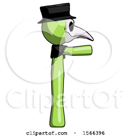 Green Plague Doctor Man Pointing Right by Leo Blanchette