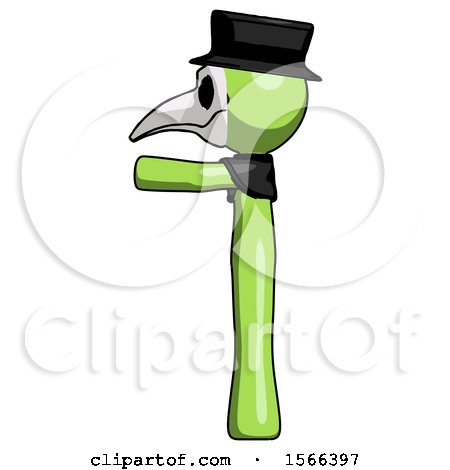 Green Plague Doctor Man Pointing Left by Leo Blanchette
