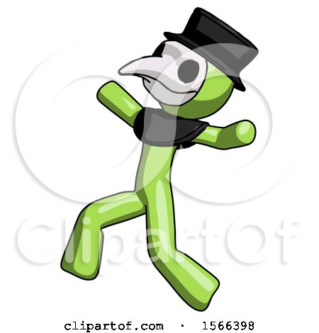 Green Plague Doctor Man Running Away in Hysterical Panic Direction Left by Leo Blanchette
