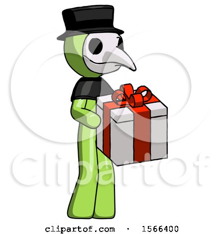 Green Plague Doctor Man Giving a Present by Leo Blanchette