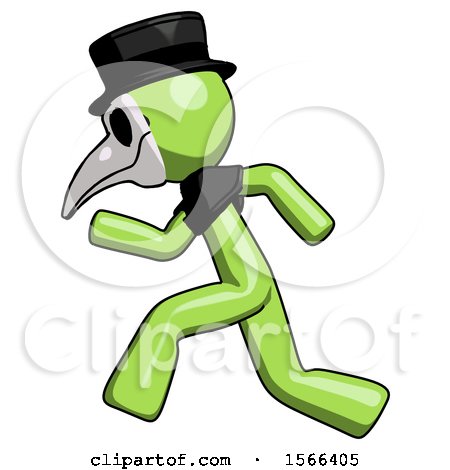 Green Plague Doctor Man Running Fast Left by Leo Blanchette