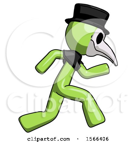 Green Plague Doctor Man Running Fast Right by Leo Blanchette