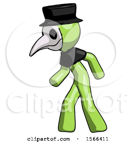 Green Plague Doctor Man Suspense Action Pose Facing Left by Leo Blanchette