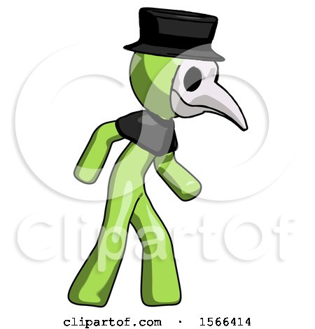 Green Plague Doctor Man Suspense Action Pose Facing Right by Leo Blanchette