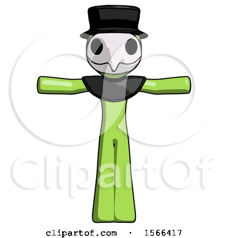 Green Plague Doctor Man T-Pose Arms up Standing by Leo Blanchette