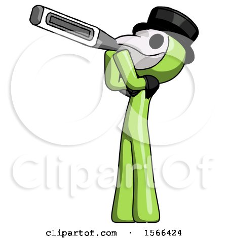 Green Plague Doctor Man Thermometer in Mouth by Leo Blanchette