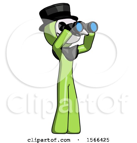 Green Plague Doctor Man Looking Through Binoculars to the Right by Leo Blanchette