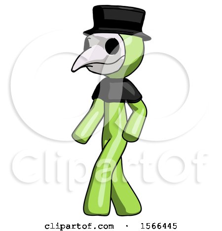 Green Plague Doctor Man Man Walking Turned Left Front View by Leo Blanchette