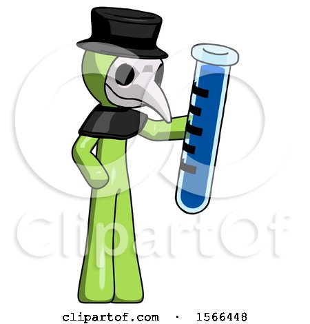 Green Plague Doctor Man Holding Large Test Tube by Leo Blanchette