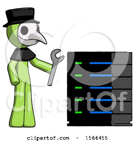 Green Plague Doctor Man Server Administrator Doing Repairs by Leo Blanchette