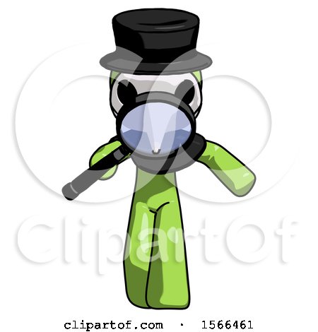 Green Plague Doctor Man Looking down Through Magnifying Glass by Leo Blanchette
