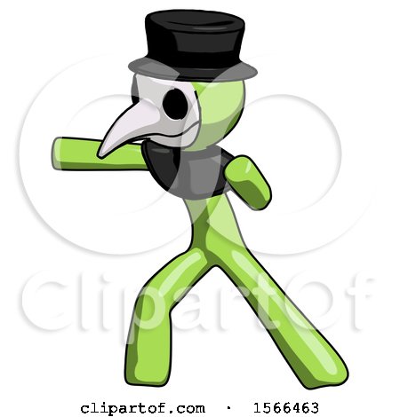 Green Plague Doctor Man Martial Arts Punch Left by Leo Blanchette