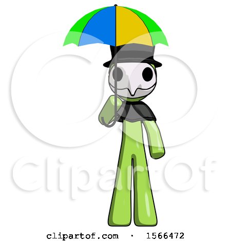 Green Plague Doctor Man Holding Umbrella Rainbow Colored by Leo Blanchette