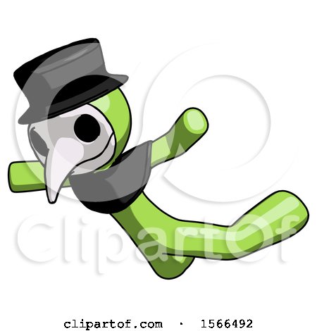 Green Plague Doctor Man Skydiving or Falling to Death by Leo Blanchette