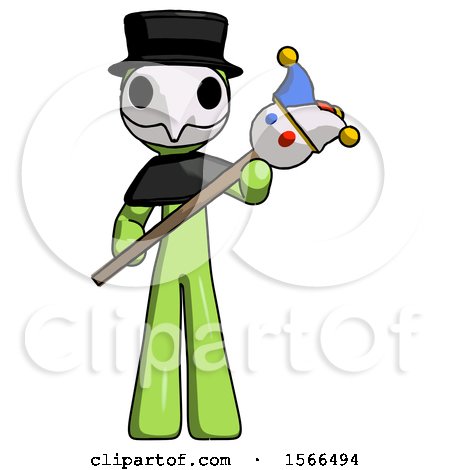 Green Plague Doctor Man Holding Jester Diagonally by Leo Blanchette