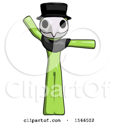 Green Plague Doctor Man Directing Traffic Right by Leo Blanchette