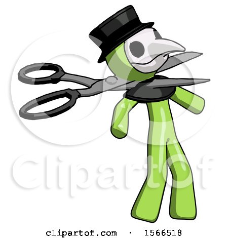 Green Plague Doctor Man Scissor Beheading Office Worker Execution by Leo Blanchette