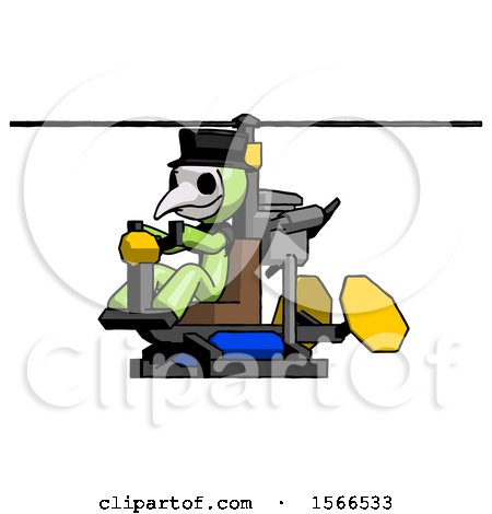 Green Plague Doctor Man Flying in Gyrocopter Front Side Angle View by Leo Blanchette