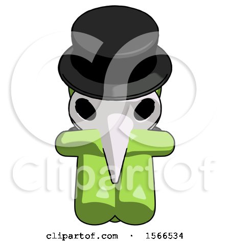 Green Plague Doctor Man Sitting with Head down Facing Forward by Leo Blanchette