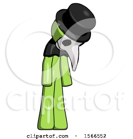 Green Plague Doctor Man Depressed with Head down Turned Right by Leo Blanchette