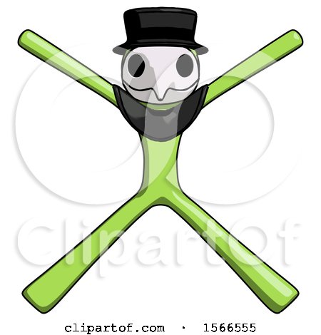 Green Plague Doctor Man with Arms and Legs Stretched out by Leo Blanchette