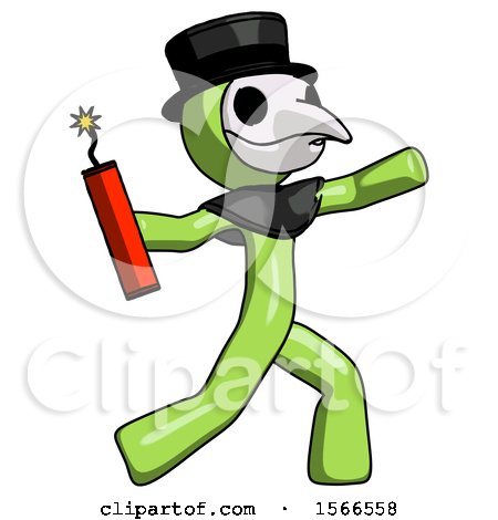 Green Plague Doctor Man Throwing Dynamite by Leo Blanchette