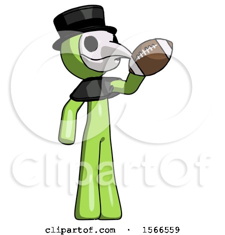 Green Plague Doctor Man Holding Football up by Leo Blanchette