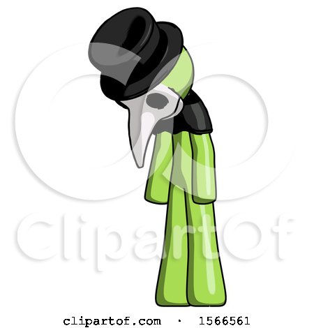 Green Plague Doctor Man Depressed with Head down Turned Left by Leo Blanchette