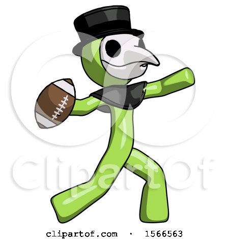 Green Plague Doctor Man Throwing Football by Leo Blanchette