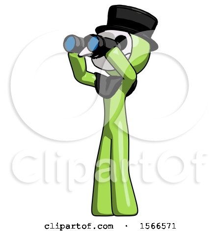 Green Plague Doctor Man Looking Through Binoculars to the Left by Leo Blanchette