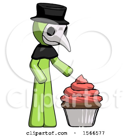 Green Plague Doctor Man with Giant Cupcake Dessert by Leo Blanchette