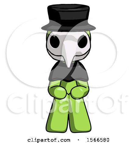 Green Plague Doctor Man Squatting Facing Front by Leo Blanchette