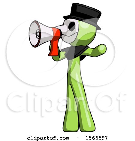 Green Plague Doctor Man Shouting into Megaphone Bullhorn Facing Left by Leo Blanchette